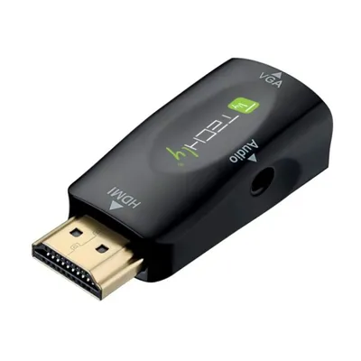 Produktbild von Techly IDATA HDMI-VGA2MABT, HDMI, VGA, 3.5 mm, Schwarz