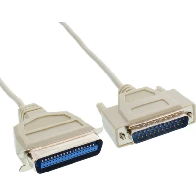 Produktbild von InLine Druckerkabel, bi-direktional vergossen, 5m, Beige, 5 m, DB-25 male, Stecker/Stecker, 175 mm, 235 mm