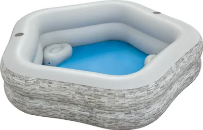 Produktbild von Bestway® TruPrint™ Family Pool 213 x 206 x 53 cm, Steinwand-Optik (Cremegrau)