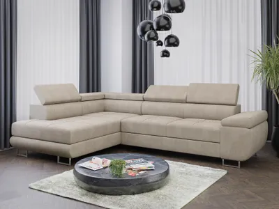 Zdjęcie produktu dla Sofa Zestaw wypoczynkowy Sofa ALMA L z funkcją spania i pojemnikiem na pościel Część dzienna Kanapa Narożnik tapicerowany Zestaw wypoczynkowy 15 kolorów