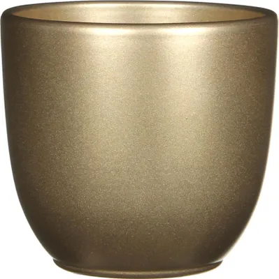Produktbild von Blumenübertopf "Tusca" aus Keramik H 13 cm – Ø 13,5 Vintage-Gold  -  Übertopf Keramik Blumentopf Pflanztopf