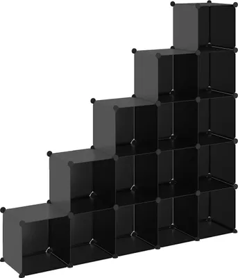 Produktbild von vidaXL Regalsystem mit 15 Würfeln Schwarz PP