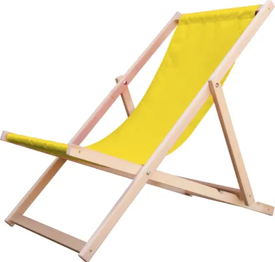 Produktbild von Liegestuhl Strandliege Sonnenliege Gartenliege Holz Liege Holzstrandliege120kg Gelb