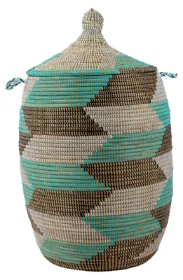 Image de Panier à linge XXL avec couvercle, 110 litres, tressé