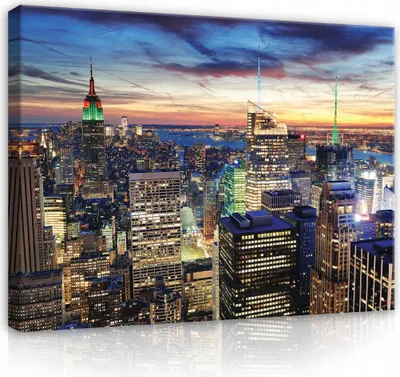 Produktbild von Leinwandbild Stadt New York Skyline 100x70 cm XXL Modern Canvas Leinwand Bilder Leinwandbilder Wandbilder Kunstdruck Bild auf Leinwand Aufhängefertig