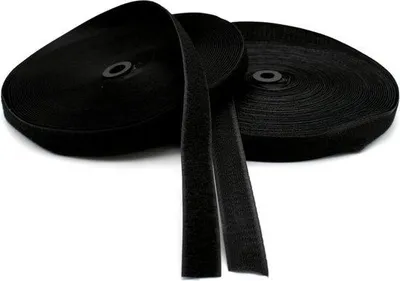 Productafbeelding van Famanu zwarte klittenband - 25 meter lang, 25 mm breed, duurzaam sluitsysteem
