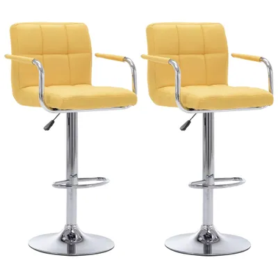 Image de vidaXL Tabouret de bar 2 pcs. Tissu jaune
