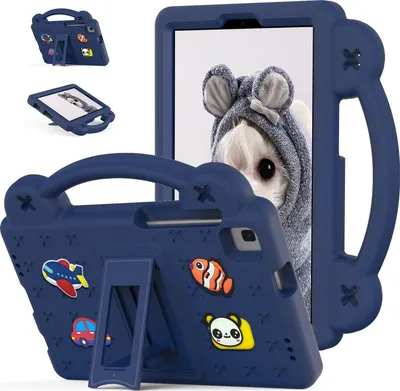 Image de Coque de protection pour Samsung Galaxy Tab A7 Lite 8.7" 2021 SM-T220/T225/T227, coque mignonne pour enfants, antichoc avec poignée et support Bleu foncé