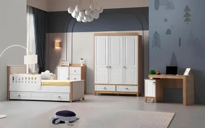 Immagine prodotto di Modern Kinderzimmer Set Bett Kleiderschrank Kommode Schreibtisch Helles