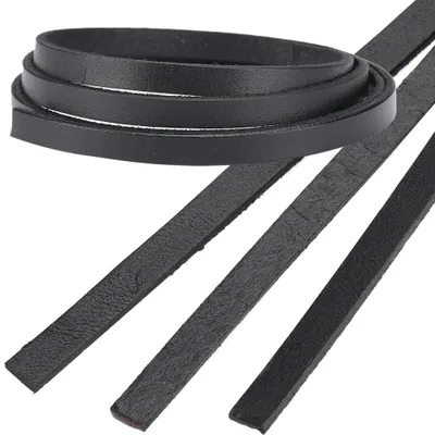 Lederband 6 mm x 2 mm, 3 Rollen à 80 cm, schwarz, DIY