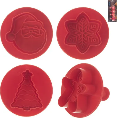 Obrázok produktu pre Sada 4 tortových foriem s vianočným motívom a pečiatkou