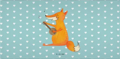 Produktbild von Mr. & Mrs. Panda Handtuch Fuchs Gitarre - Türkis Pastell - Geschenk, 50x100, frottee, Musik, baumwolle, Optimistisch, Singen, Flauschtuch, Sängerin, Sänger, kleines