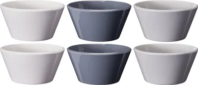 Obrázek produktu pro Cookinglife Misky na polévku / misky – Siaki bílá / modrá / šedá ø 14 cm – porcelán – 6 kusů