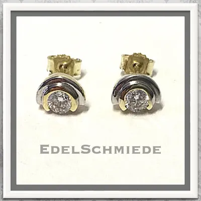 Produktbild von Ohrstecker 333 Gelbgold bicolor mit Zirkonia