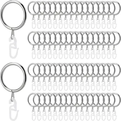 Imagen del producto de Anillos metálicos para cortinas, 30 mm, 100 unidades, color plateado, con gancho, para ventanas y puertas