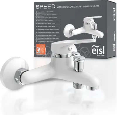 Produktbild von eisl Badewannenarmatur SPEED, Mischbatterie Badewanne, Wasserhahn Bad, Wannenarmatur Weiß