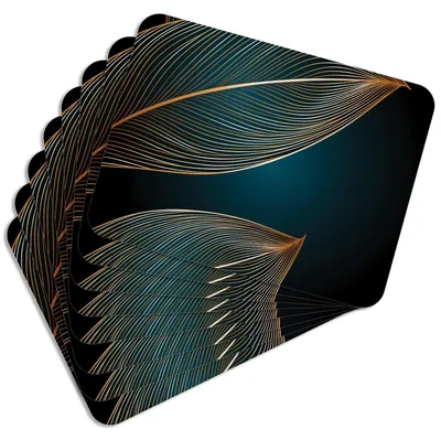 Produktbild von MG Design Set aus 8 Kork-Platzsets - Golden Leaves 2 - 30 x 40 cm - hitzebeständig & abwischbar, mit Korkrückseite