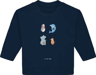 Produktbild von Mr. & Mrs. Panda Organic Baby Pullover Big Band 24. - 36. Monat - French Navy - Geschenk, Bullover, Hund, Musik, Maus, Pinguin, Elefant, Lustige Sprüche, Gitarre