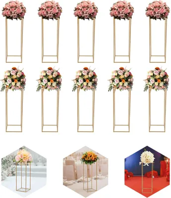 Immagine prodotto di Portafiori 10 pezzi - Portavasi geometrico/portafiori da tavolo - Metallo - Centrotavola - Matrimonio - Oro