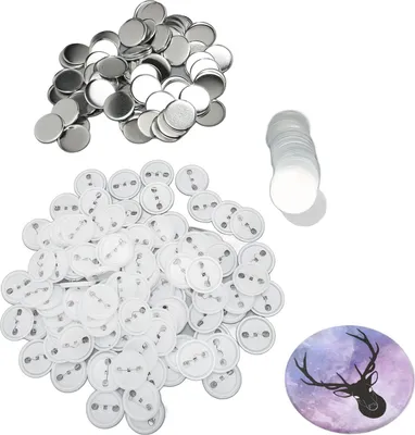 Obrázek produktu pro sada 100 špendlíků s plastovou základnou, nerez, 44 mm, univerzální, ideální pro výrobu knoflíků a odznaků.