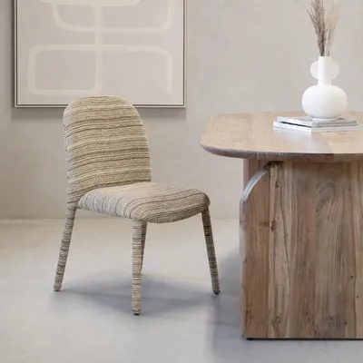 Productafbeelding van Eetkamerstoel Mia Taupe Chenille Stapelbaar - Giga Meubel- Set van 2