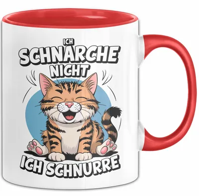 Produktbild von Schlafende Katze Tasse Geschenk Lustige Geschenkidee Spruch Ich Schnarche Nicht Ich Schnurre (Rot)