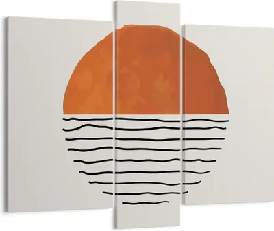Produktbild von Bild auf Leinwand - Leinwandbild - 3 Teile - Modern Sonne Meer - 95x80cm - Wand Bild - Wanddeko - Wandbilder - Leinwanddruck - Bilder - Wanddekoration - Leinwand bilder - Wandbild - CB95x80-4512
