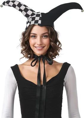 Productafbeelding van Kerst-nar kraag en hoedenset geruite Victoriaanse - Clownchoker met Jingle Bells kostuumaccessoire
