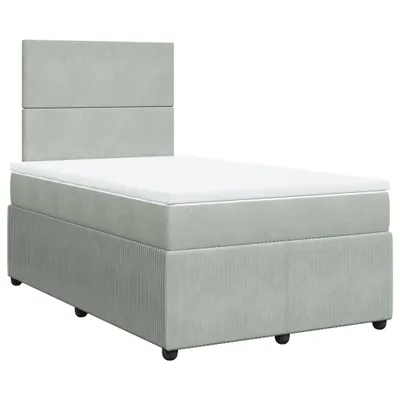 Produktbild von Boxspringbett mit Matratze Hellgrau 120x200 cm Samt