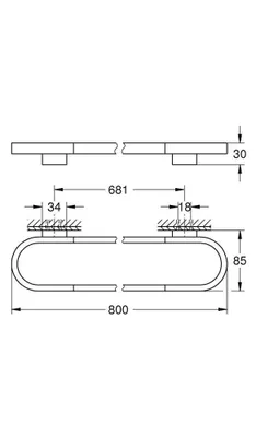 Produktbild von Grohe Badetuchhalter Selection 80cm, verdeckte Befestigung, chrom