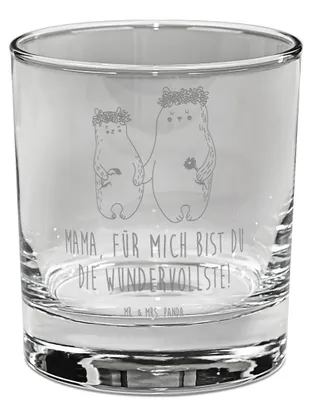Produktbild von Mr. & Mrs. Panda Tumbler Bären mit Blumenkranz - Transparent - Geschenk, Whisky, Mama, Muttertag, Whiskyglas, Mutter, Glas, Familie, Whiskey, Opa, Bär, Scotch