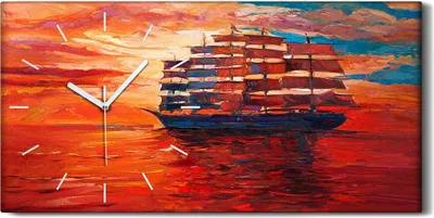 Produktbild von Wanduhr Bürouhr Leinwand Bild Geräuschlos Kunstdruck 60x30 Fregatten Schiff - weiße Hände