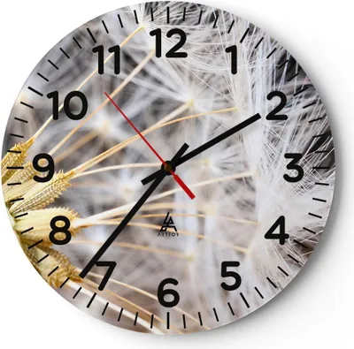 Produktbild von Wanduhr - Rund - Glasuhr - Baby Sommer Pflanze - 30x30cm - Schleichendes Uhrwerk - Lautlos - zum Aufhängen bereit - Dekoration Modern - Wanddekoration aus Glas - C4AR30x30-3630