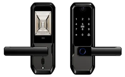 Produktbild von Intelligentes Video-Türschloss mit Fingerabdruck-Zugang, WLAN-Steuerung per App, 3,5-Zoll-Bildschirm, HD-Kamera, Touchscreen und Tastatur – für Zuhause, Büro und Wohnung – Schwarz
