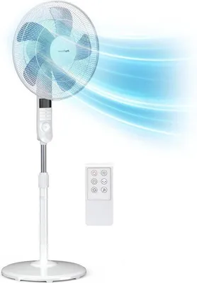 Immagine prodotto di Ventilatore da parete a diffusione piatta, bianco, 40 cm di diametro, 135 cm di altezza, 4 modalità, oscillazione di 80°, altezza regolabile e testina orientabile - Ideale per appartamenti, uffici e camere da letto - Ventilatore da parete