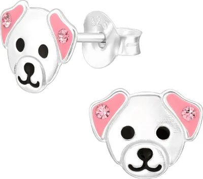 Produktbild von Hunde Ohrringe Kinder: 925 Silber Ohrstecker Welpe