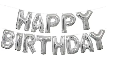 Produktbild von Happy Birthday Folienballon Schriftzug XXL Silber zur Dekoration Ihrer Geburtstagsparty Kindergeburtstag