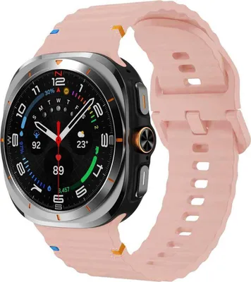 Produktbild von Für Samsung Galaxy Watch 8 / 8 Classic Design Wellenstruktur Silikon Armband Rosa Größe: L