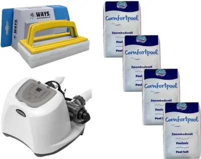 Produktbild von Intex - Salzwassersystem 26670GS & Poolsalz 80 kg & WAYS Scheuerbürste