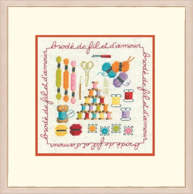 Imagen del producto de Kit de bordado "Le Bonheur des Dames", con hilo y diseño a punto de cruz, patrón contado, 12,5 x 12,5 cm