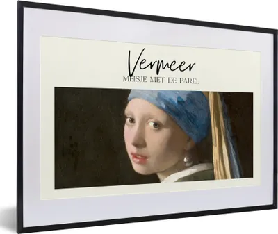 Produktbild von MuchoWow® Gerahmtes Poster Kunst - Das Mädchen mit dem Perlenohrring - Vermeer 60x40 cm - Poster mit Schwarzem Bilderrahmen Wandposter Rahmen Foto Bilder - Schlafzimmer - Plakat in Rahmen - Drucken