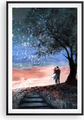 Produktbild von Gerahmtes Poster - Schwarzer Rahmen - Himmel Mond Liebhaber - 61x91,5 cm - Wand Bild - Wanddeko - Wandbilder - Kunstposter - Wandposter - Bilderrahmen - Bilder - Kunstdruck - P2BPA61x91-4800