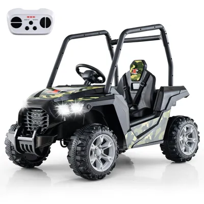 Produktbild von GOPLUS Kinder Elektroauto, Elektrofahrzeug UTV mit 3 verstellbaren Geschwindigkeiten, Musik, Hupe, Radio & LED-Lichter, Camouflage