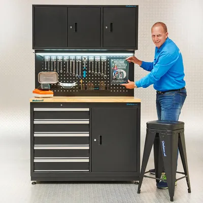 Productafbeelding van Werkbank garage 120 cm met gereedschapskasten