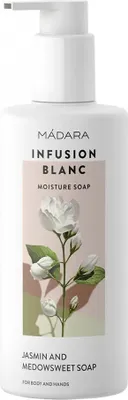 Obrázok produktu pre MÁDARA Cosmetics Infusion Blanc Moisture soap, Ruky a telo, Tekuté mydlo, Flakón s pumpičkou, Hydratačný, Jazmín, Aloe Barbadensis (Aloe) Leaf Juice Aqua Sodium coco sulphate Cocamidopropyl...