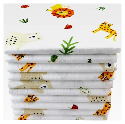 Produktbild von Mulltücher mit Tiermotiven im 10er Pack | Spucktücher für Babys | Stoffwindeln 70x80 | Mullwindeln | (10 Löwen)