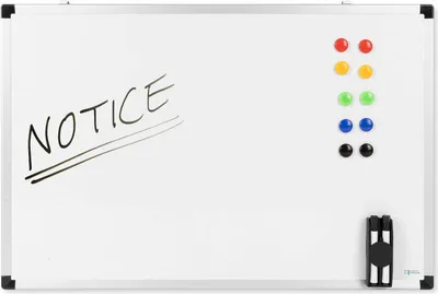 Produktbild von Whiteboard 60x90 cm Set inkl. Magneten, Boardmarker, Stiftehalter mit Reinigungsschwamm & Wandhalterung