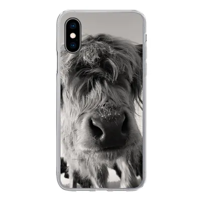 Produktbild von MuchoWow® Handyhülle Schutzhülle Hülle für iPhone X Schottischer Highlander - Schwarz - Weiß - Tiere Silikon Softcase Handy Hülle - Handyhülle