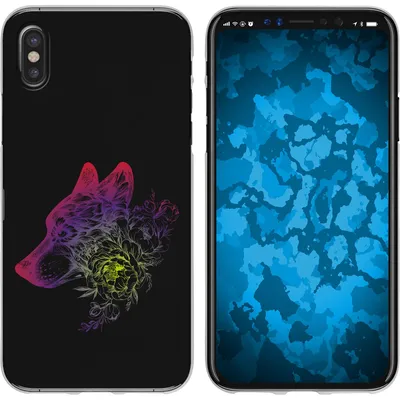 Produktbild von PhoneNatic Case kompatibel mit Apple iPhone X / XS Silikon-Hülle Floral Wolf M3-5