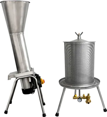 Produktbild von HAUSMOSTEREI SET Edelstahl Obstmuser 700 kg + Fischer Hydropresse 40 Liter